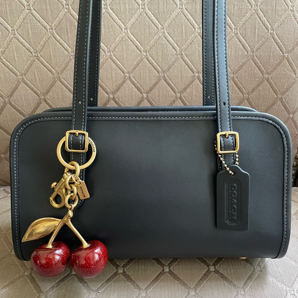Coach Black Leather Swing Zip Shoulder Bag (Cherry Charm Included) - Picture 2 of 10